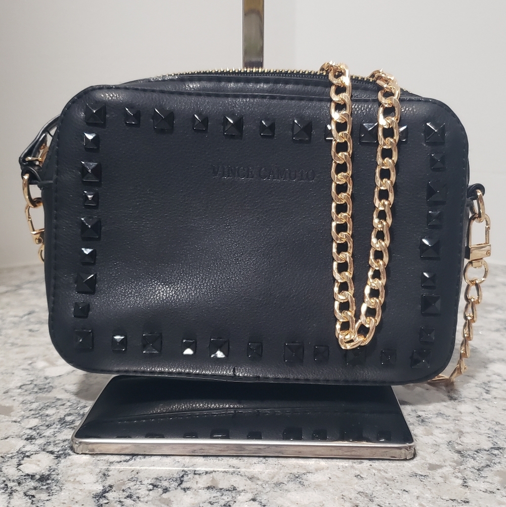 Vince Camuto Black Crossbody Bag with Gold Chain